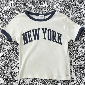 Zara Kids White and Blue New York T-Shirt l barely worn